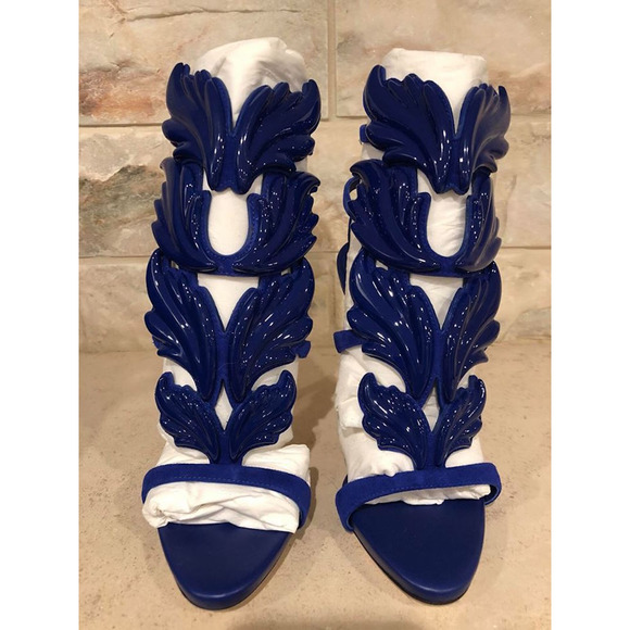 Giuseppe Zanotti Cruel Summer 110 Blue Setter Wing Strap Sandal Heel Pump 35 - Picture 8 of 12